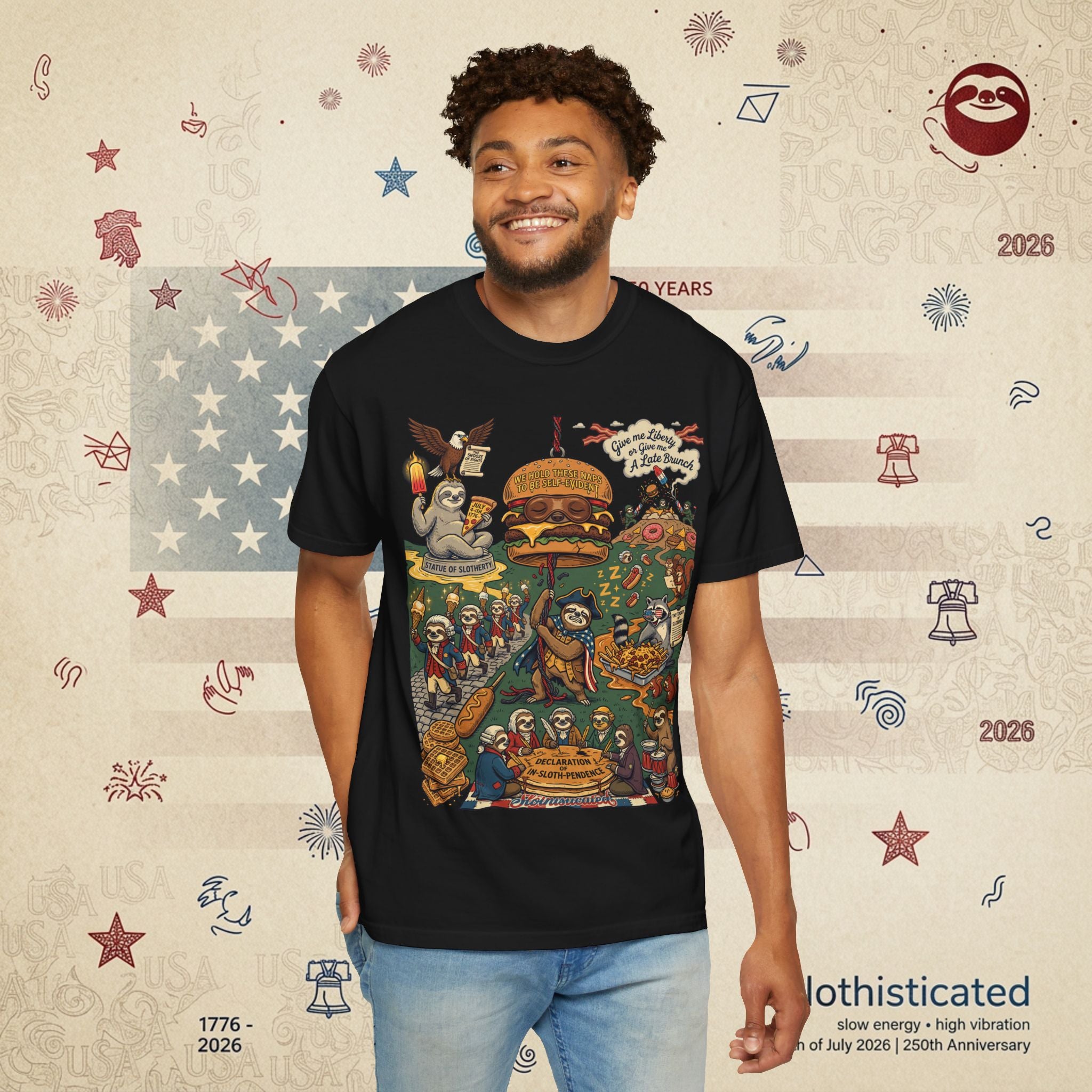 Independence Or Eats Later — Sloth Cookout Comic Tee