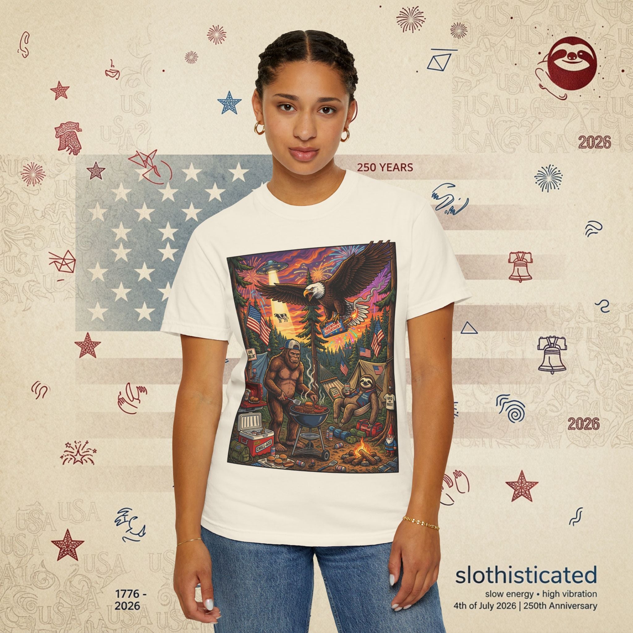 The Pitmaster — Patriotic Sasquatch Eagle Cookout T-Shirt