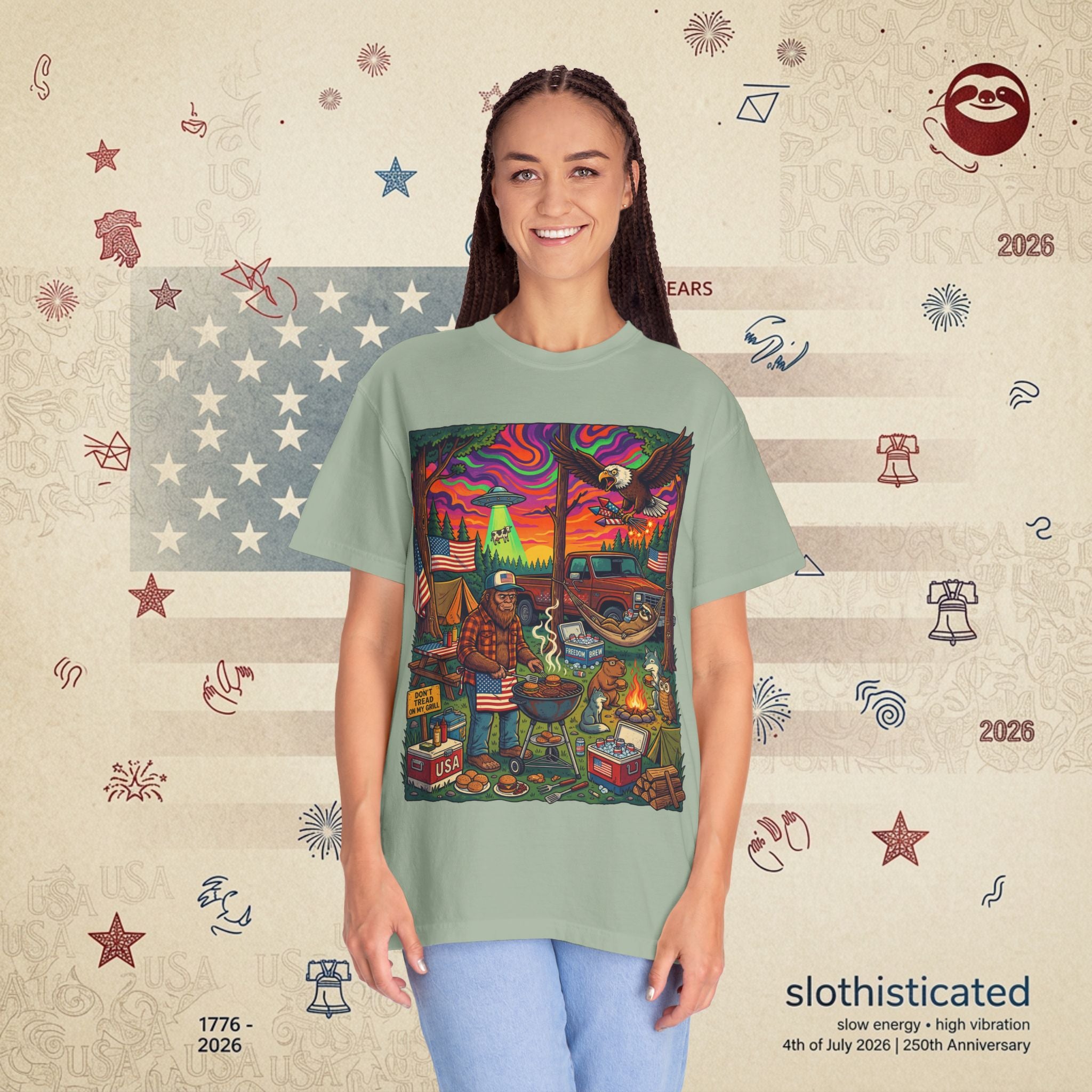 The Long Weekend — Sloth Campfire Americana T-Shirt