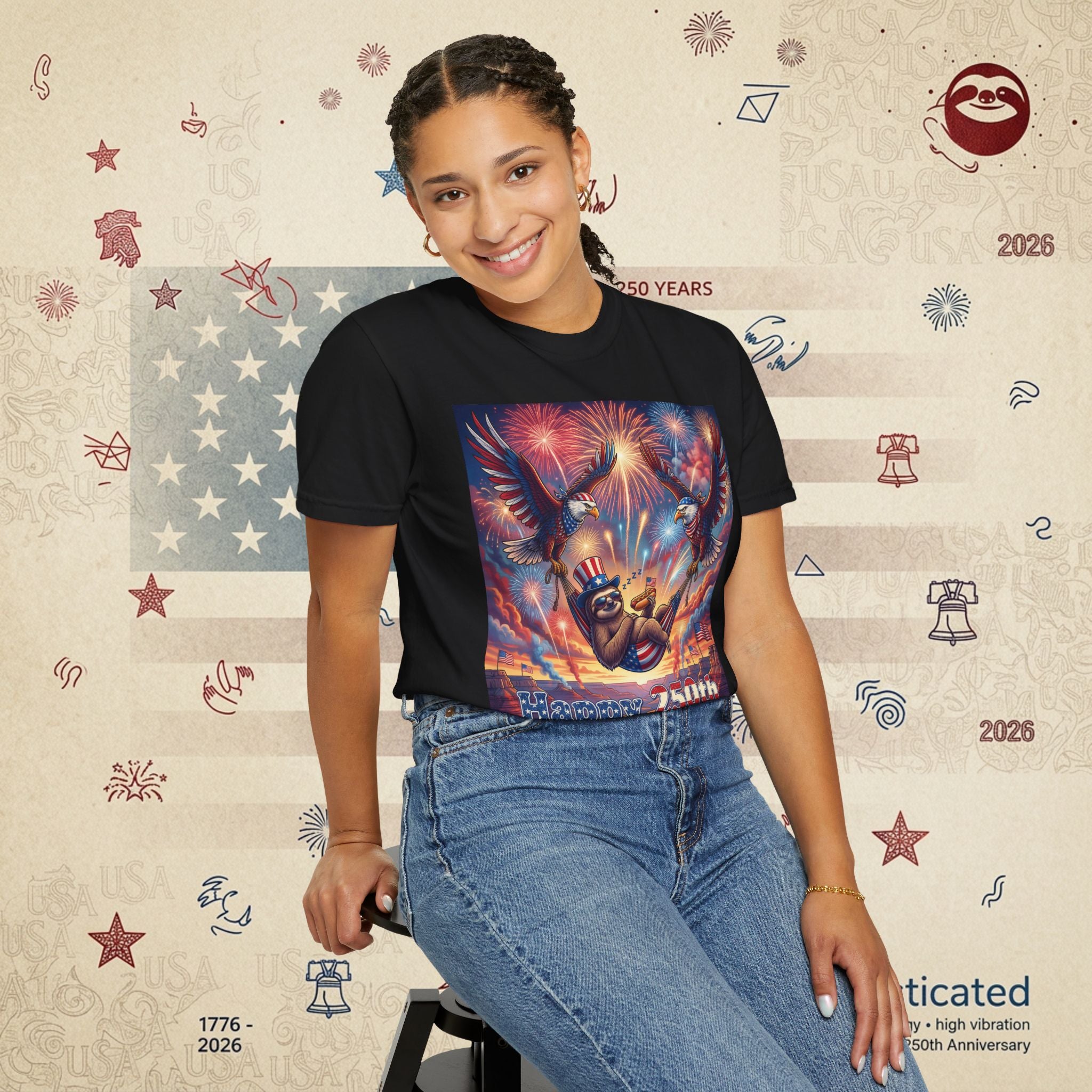 The Repose — Sloth Hammock 250th Anniversary T-Shirt