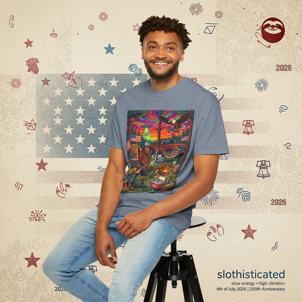 The Long Weekend — Sloth Campfire Americana T-Shirt