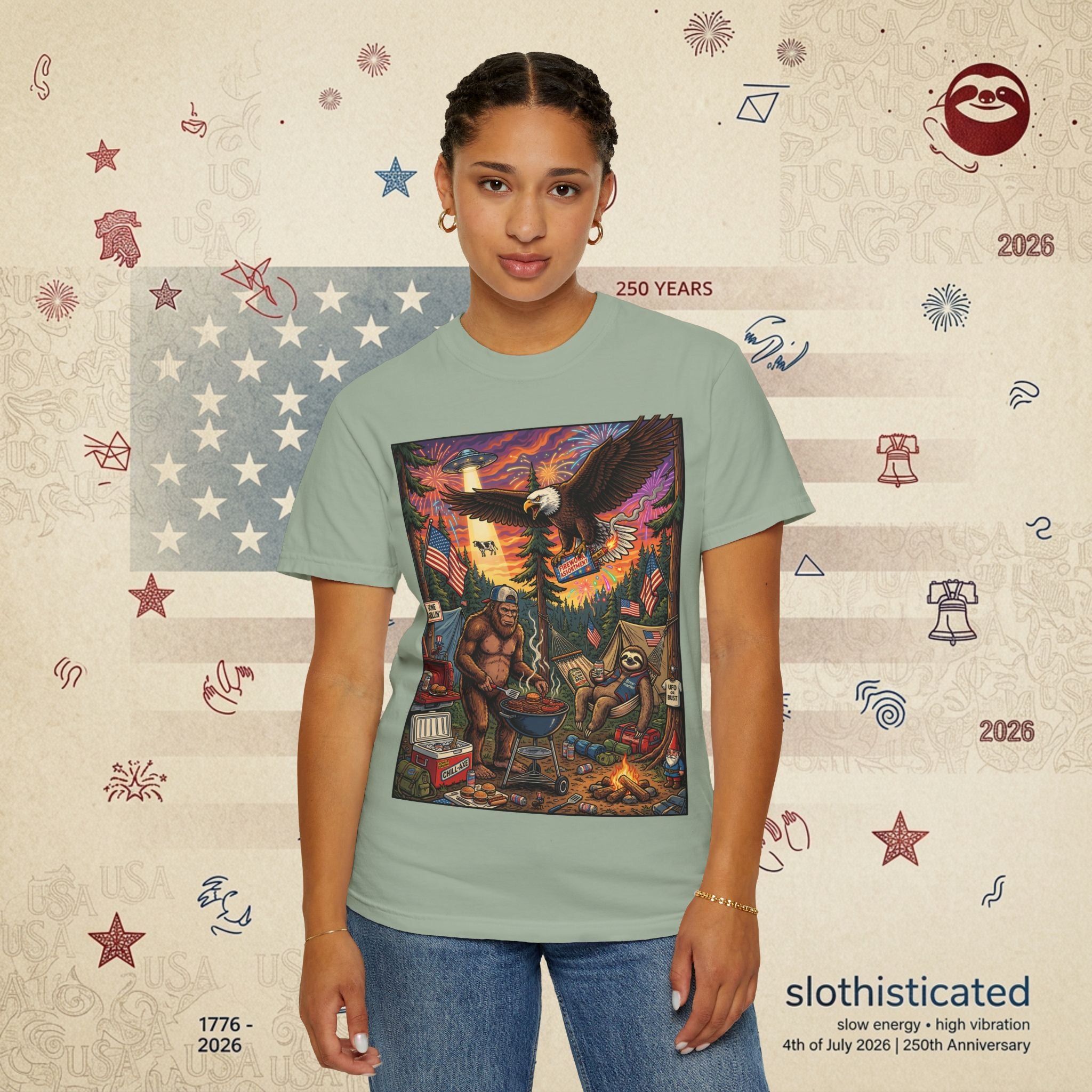 The Pitmaster — Patriotic Sasquatch Eagle Cookout T-Shirt