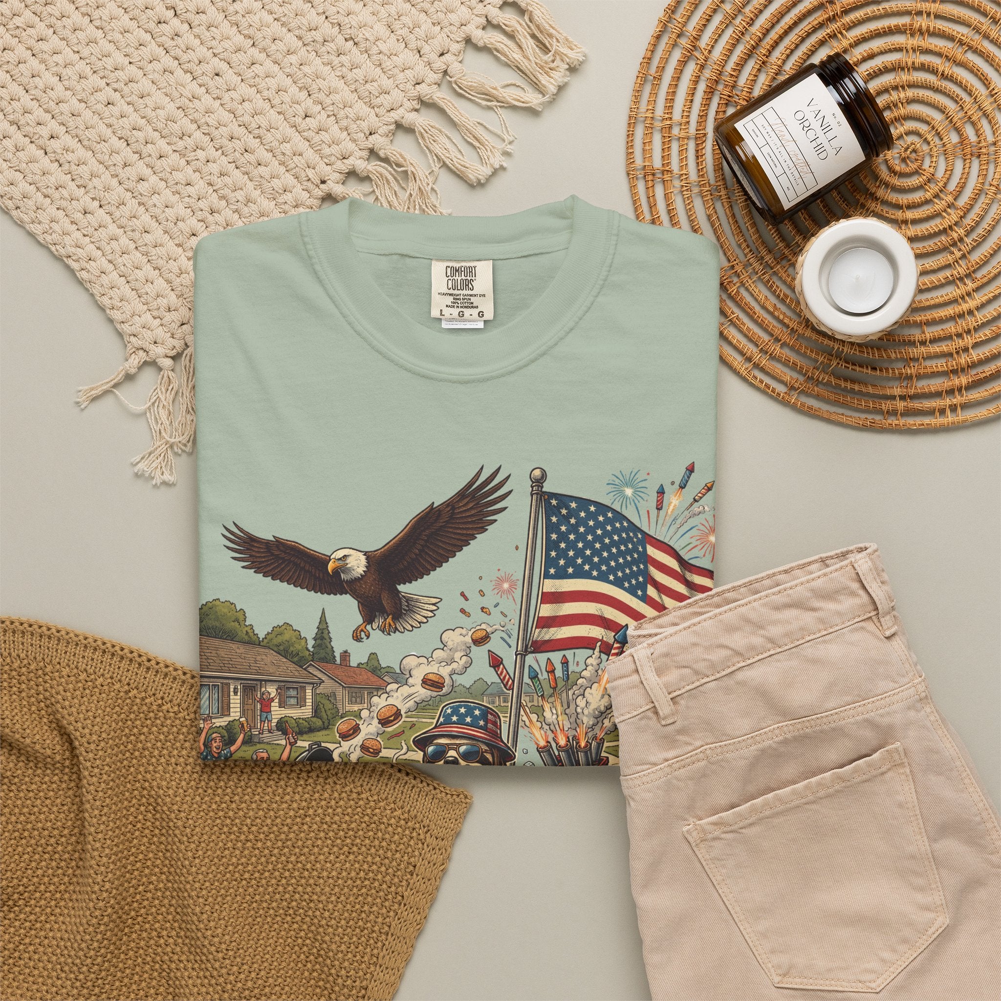 The Slow Ride — Sloth Riding Mower Americana T-Shirt