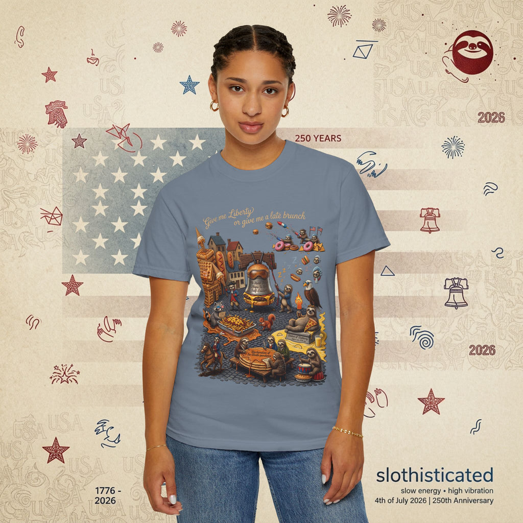 The Late Brunch — Liberty Bell Sloth Vintage Illustration Tee